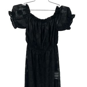 Lulu’s lux floral sheer mini black dress